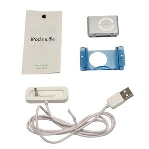Apple iPod Shuffle 2nd Gen A1204 Silver Tested Working w Bundle Dock